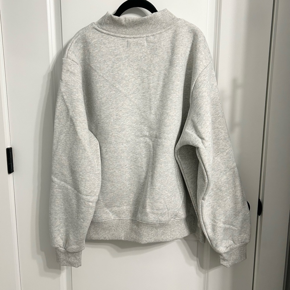 Parke Varsity Fleece Lined Mock Neck Sweatshirt Metallic/White - L/XL - Picture 9 of 13